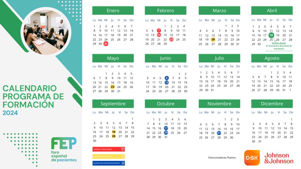 Calendario Anual Foro Espanol de Pacientes Formacion FEP 2024