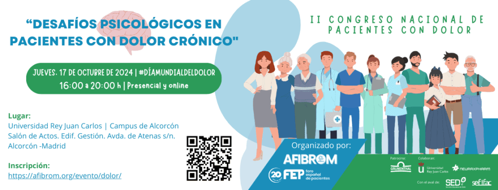 El 22% de los pacientes con dolor crónico sufre depresión y el 28% padece ansiedad: el II Congreso Nacional de Pacientes con Dolor abordará el impacto psicológico de esta enfermedad 3 BANNER FEP