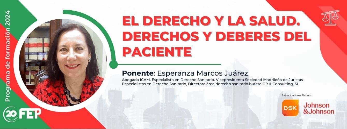 El Derecho y la Salud. PonenteEsperanza Marcos Juárez BANNER ACTUALIZADO FORO ESPAÑOL DE PACIENTES